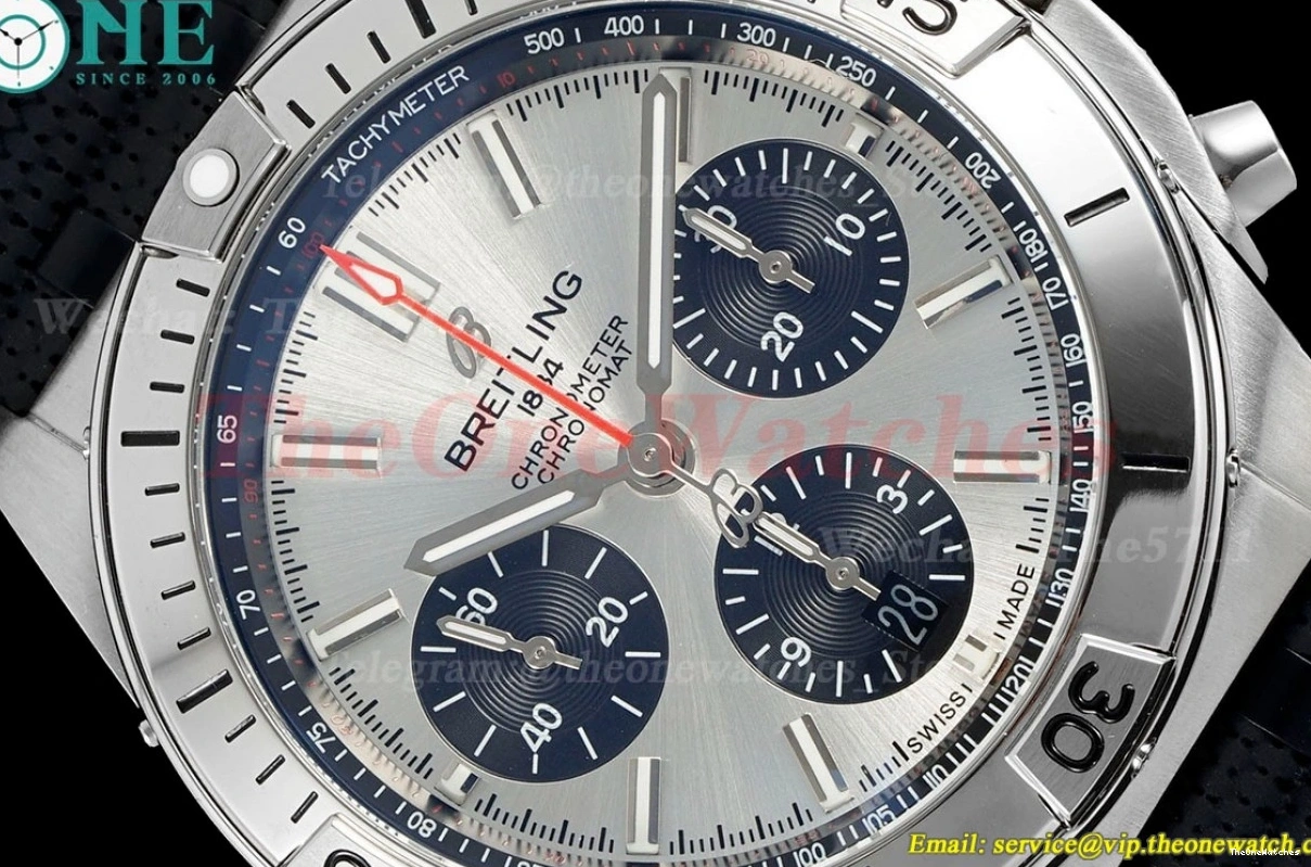 Chronomat Strap Dial 42MM TF on A7750 Silver B01 Rubber Rouleaux 0401